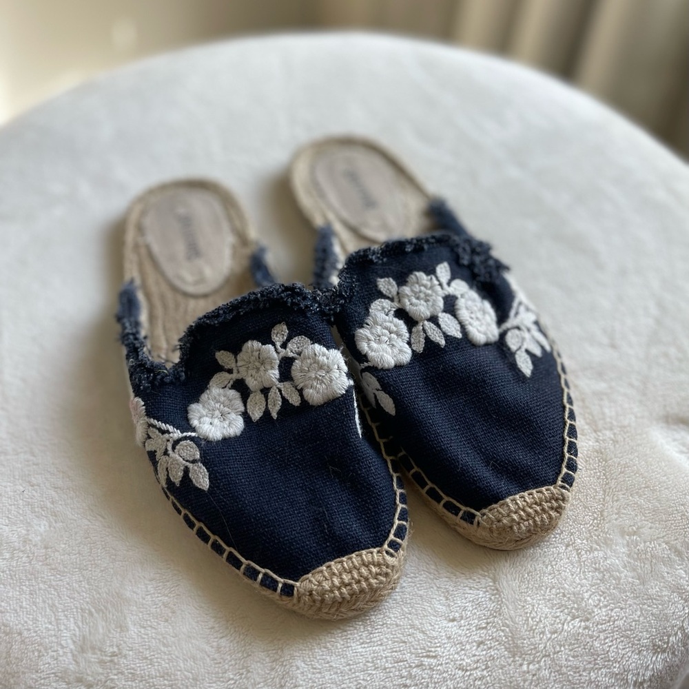 Soludos Floral Navy Slip On Espadrille Flats